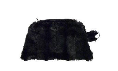 Coin Purse &amp; Cosmetic Bag - Minky Faux Fur in Black