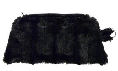 Cosmetic Bag in Minky in Black Faux Fur | Handmade in Seattle WA | Pandemonium Millinery