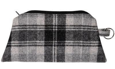 Cosmetic Bag in Gray and Black Twilight Wool Plaid handmade in Seattle WA USA by Pandemonium Millinery