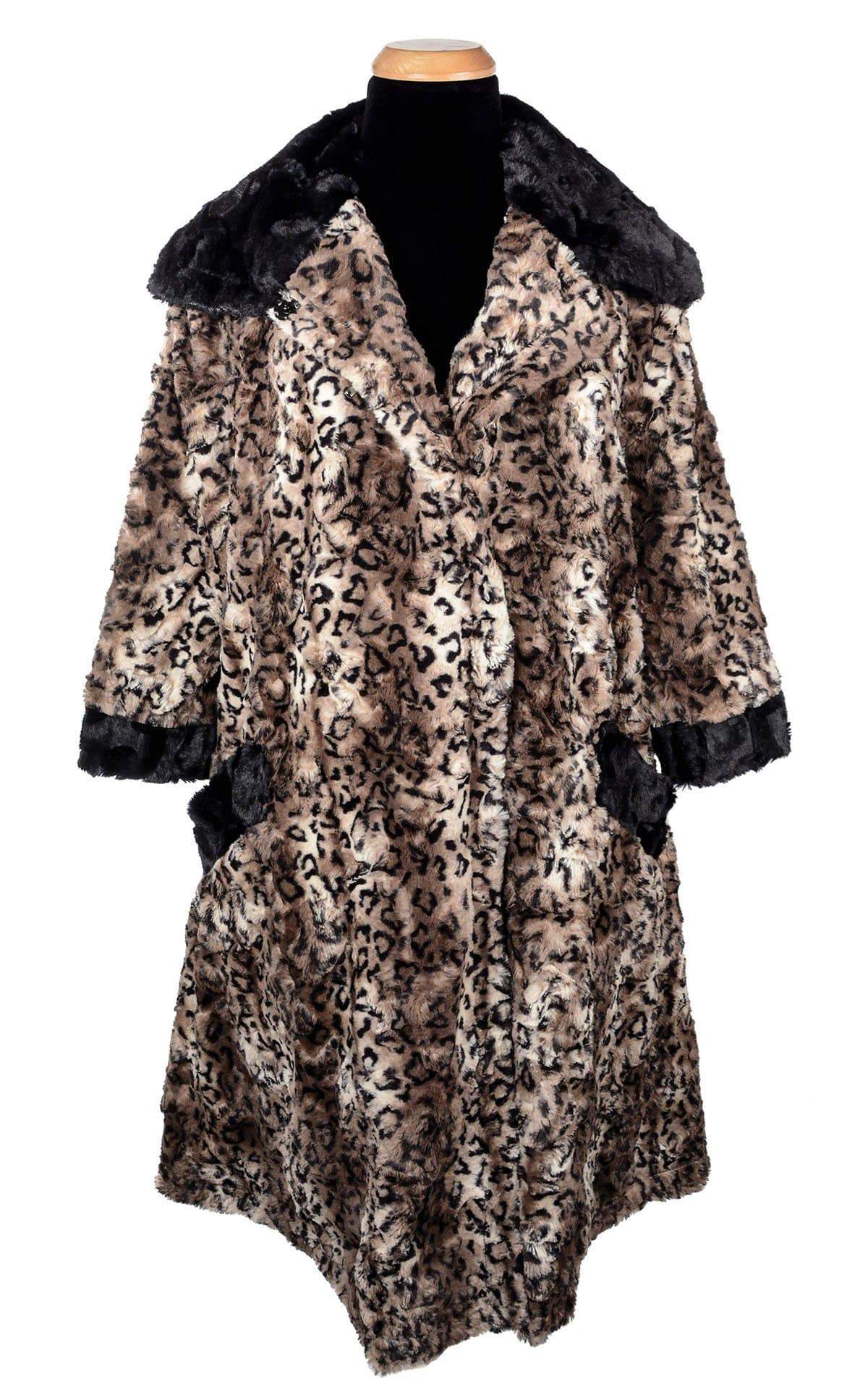 Crawford Coat - Luxury Faux Fur in Carpathian Lynx with Cuddly Fur in Black (One Medium Left!)
