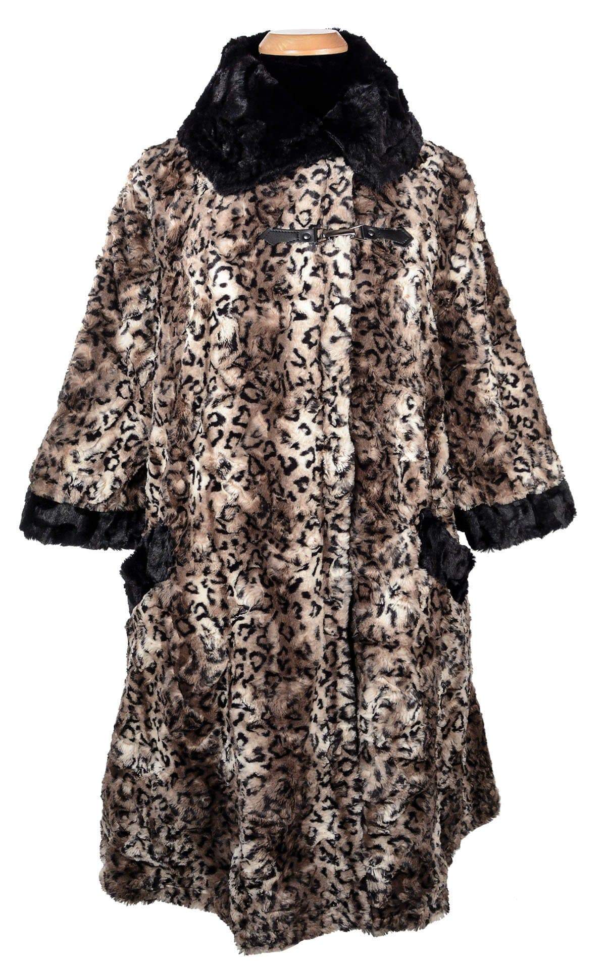 Crawford Coat - Luxury Faux Fur in Carpathian Lynx with Cuddly Fur in Black (One Medium Left!)
