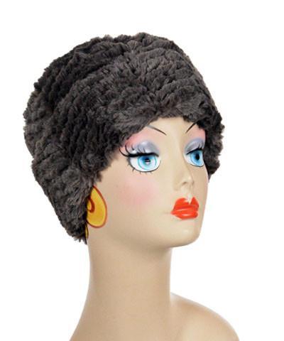 Cuffed Pillbox, Reversible (Solid or Two-Tone) - Chevron Faux Fur (SOLD OUT)