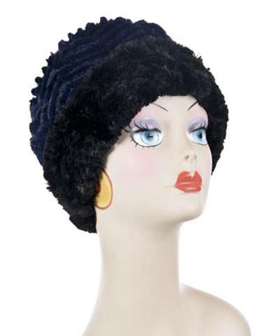 Cuffed Pillbox, Reversible (Solid or Two-Tone) - Chevron Faux Fur (SOLD OUT)