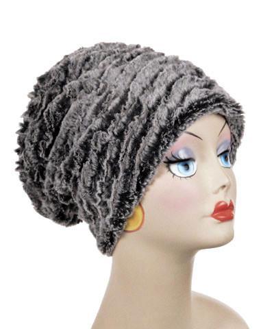   Women's Cuffed Pillbox on mannequin shown in reverse | Cuffed Pillbox Desert Sand in Charcoal  | Handmade USA by Pandemonium Seattle