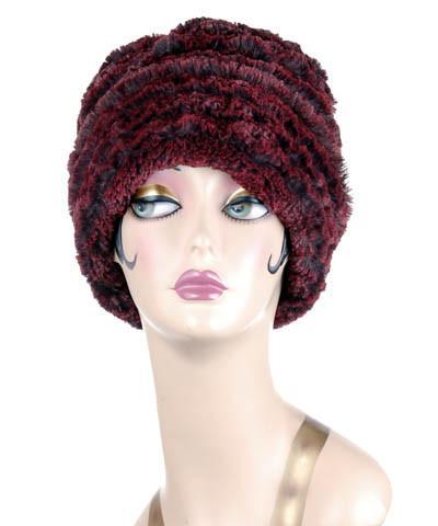   Women's Cuffed Pillbox on mannequin | Cuffed Pillbox Desert Sand in Crimson | Handmade USA by Pandemonium Seattle
