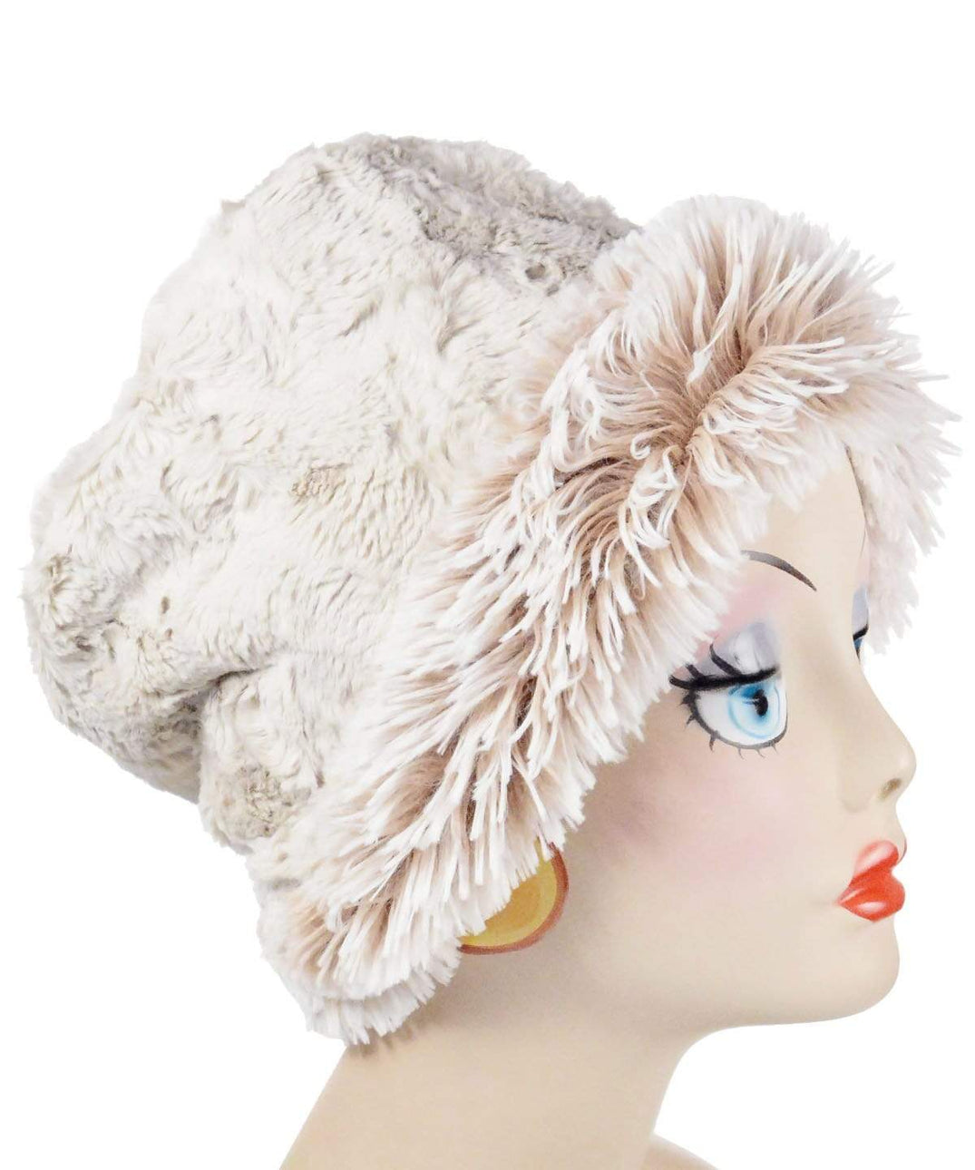 Cuffed Pillbox Hat Foxy Beach with Cuddly Faux Fur in Sand