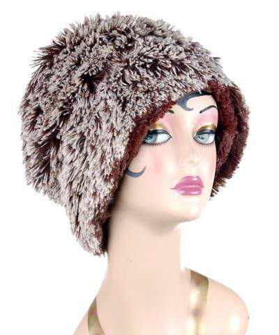 Cuffed Pillbox Hat Brown Fox with Cuddly Faux Fur in Chocolate