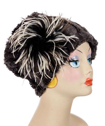 Cuffed Pillbox, Reversible (Solid or Two-Tone) - Luxury Faux Fur in Espresso Bean