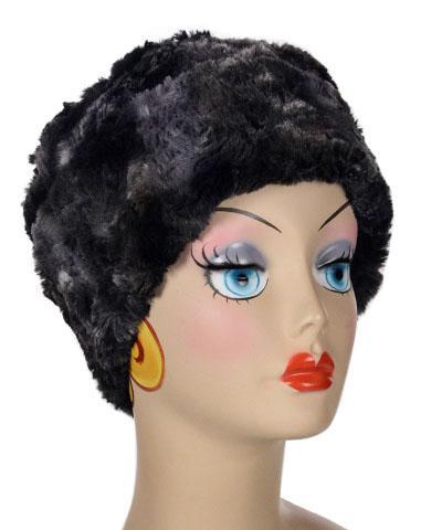  Cuffed Pillbox on mannequin | Highland in Skye  Faux Fur | Handmade USA by Pandemonium Seattle