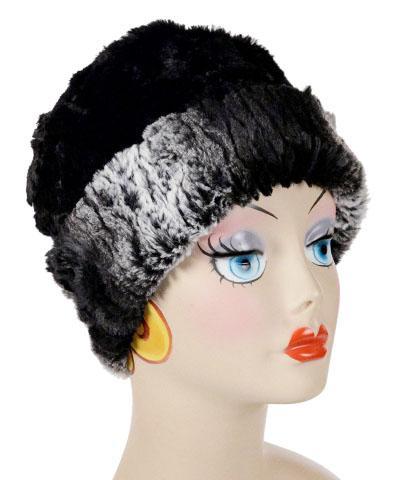 Women's Cuffed Pillbox on mannequin | Smoldering Sequoia Black Faux Fur | Handmade USA by Pandemonium Seattle