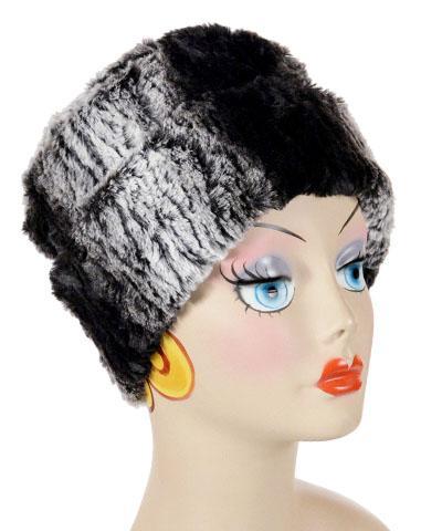 Women's Cuffed Pillbox on mannequin | Smoldering Sequoia Black Faux Fur | Handmade USA by Pandemonium Seattle