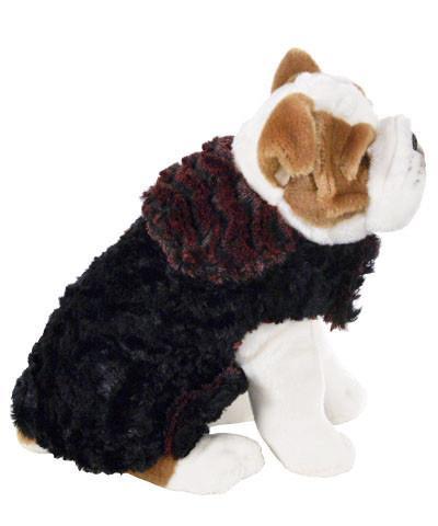 Dog Coat, Reversible - Desert Sand Faux Fur with Cuddly Fur in Black