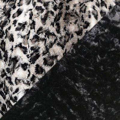 Swatch of Savannah Cat and cuddly Black Faux Fur