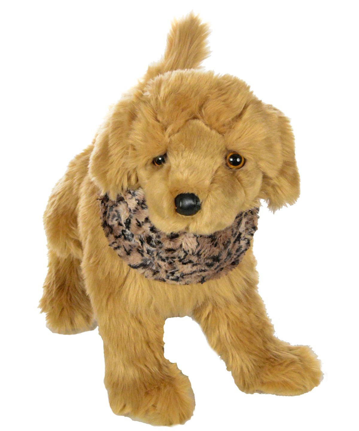 Stuffed dog wearing Designer Handmade Dog ruff collar| Carpathian Faux Fur | Handmade by Pandemonium Millinery Seattle, WA USA