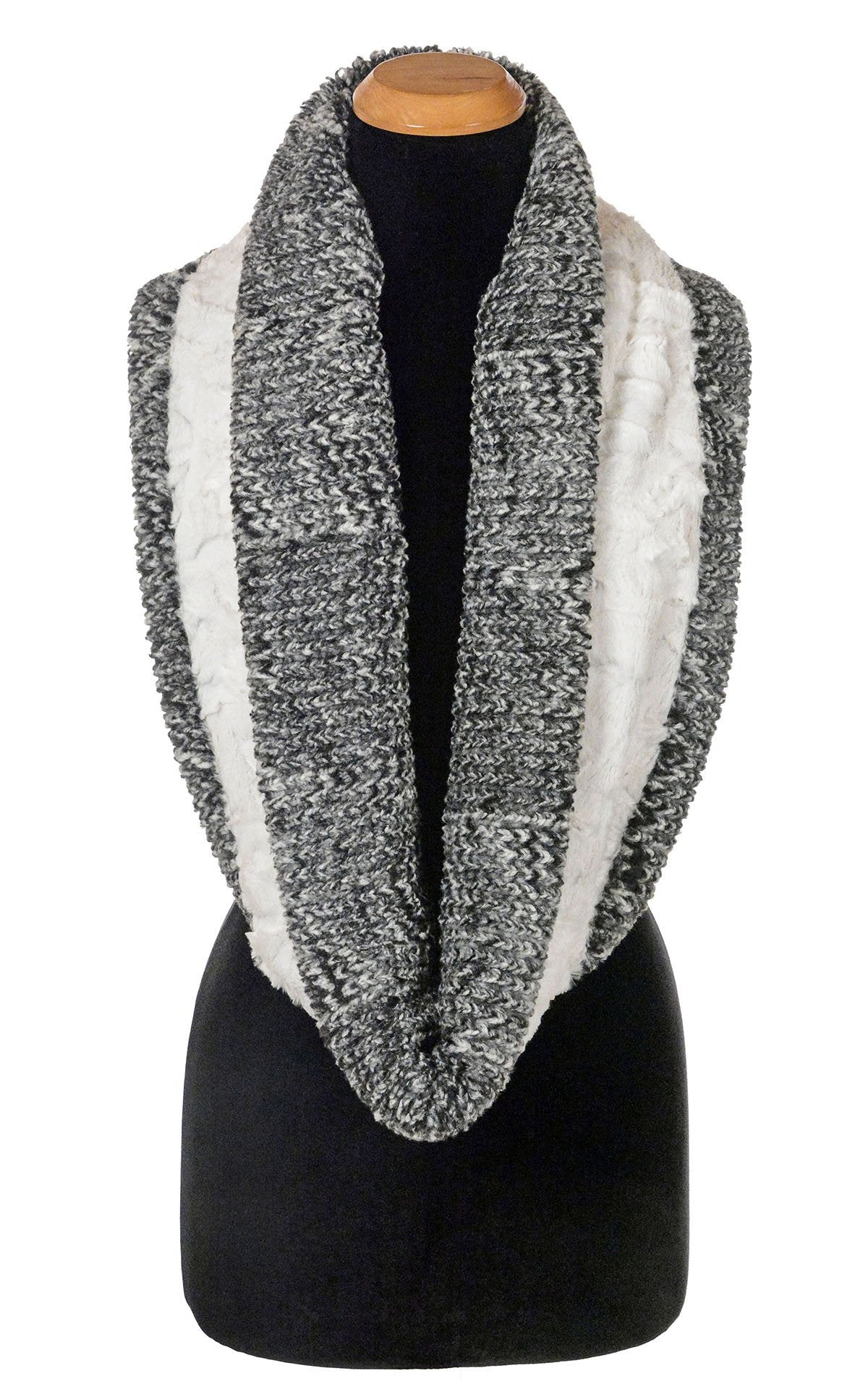 Double Cowl Shrug - Cozy Cable in Ash Faux Fur with Cuddly Fur (Limited Availability)