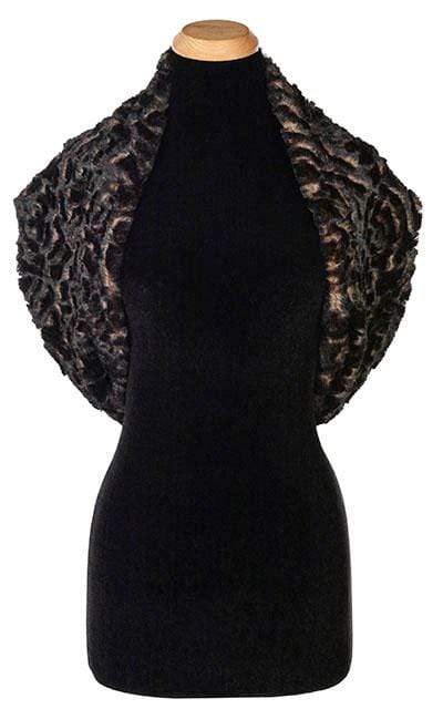 Pandemonium Millinery Double Cowl Shrug - Luxury Faux Fur in Vintage Rose with Cuddly Black Vintage Rose / Cuddly Black Scarves