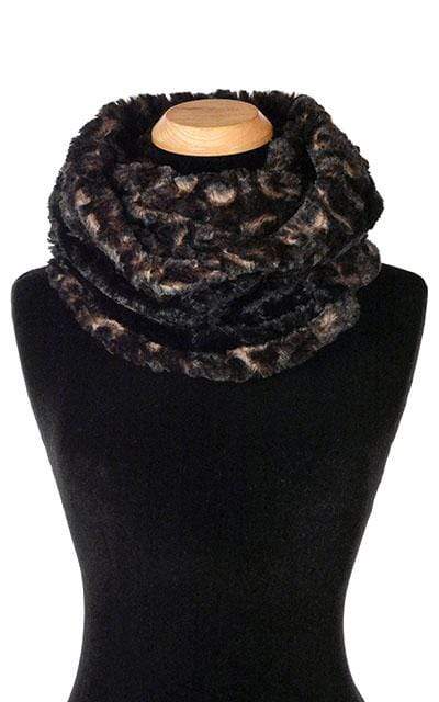 Pandemonium Millinery Double Cowl Shrug - Luxury Faux Fur in Vintage Rose with Cuddly Black Vintage Rose / Cuddly Black Scarves