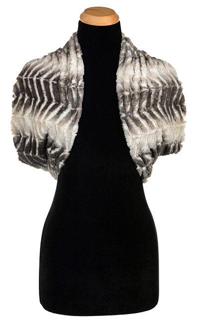 Reversed Double Cowl Shrug Shown in Shrug like view | Matterhorn Faux Fur | by Pandemonium Seattle. Handmade in Seattle, WA USA.