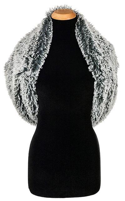 Double Cowl Shrug - Silver Tipped Fox Faux Fur in Blue Steel with Cuddly Slate (One Left!)