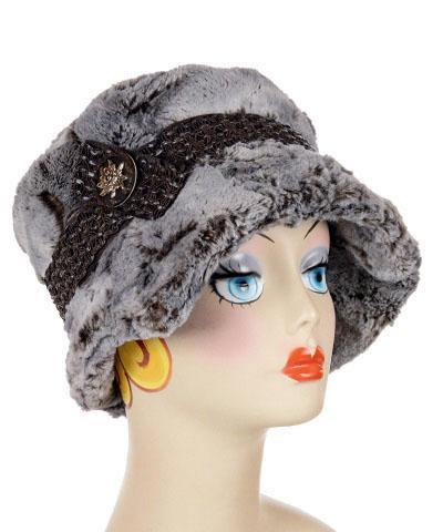 Button | Edelweiss Brown and Silver Inlay |  Pandemonium Millinery | Seattle WA