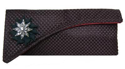 Envelope Clutch with Grosgrain Detail - Interconnected in Black Upholstery Fabric Handbag Pandemonium Millinery