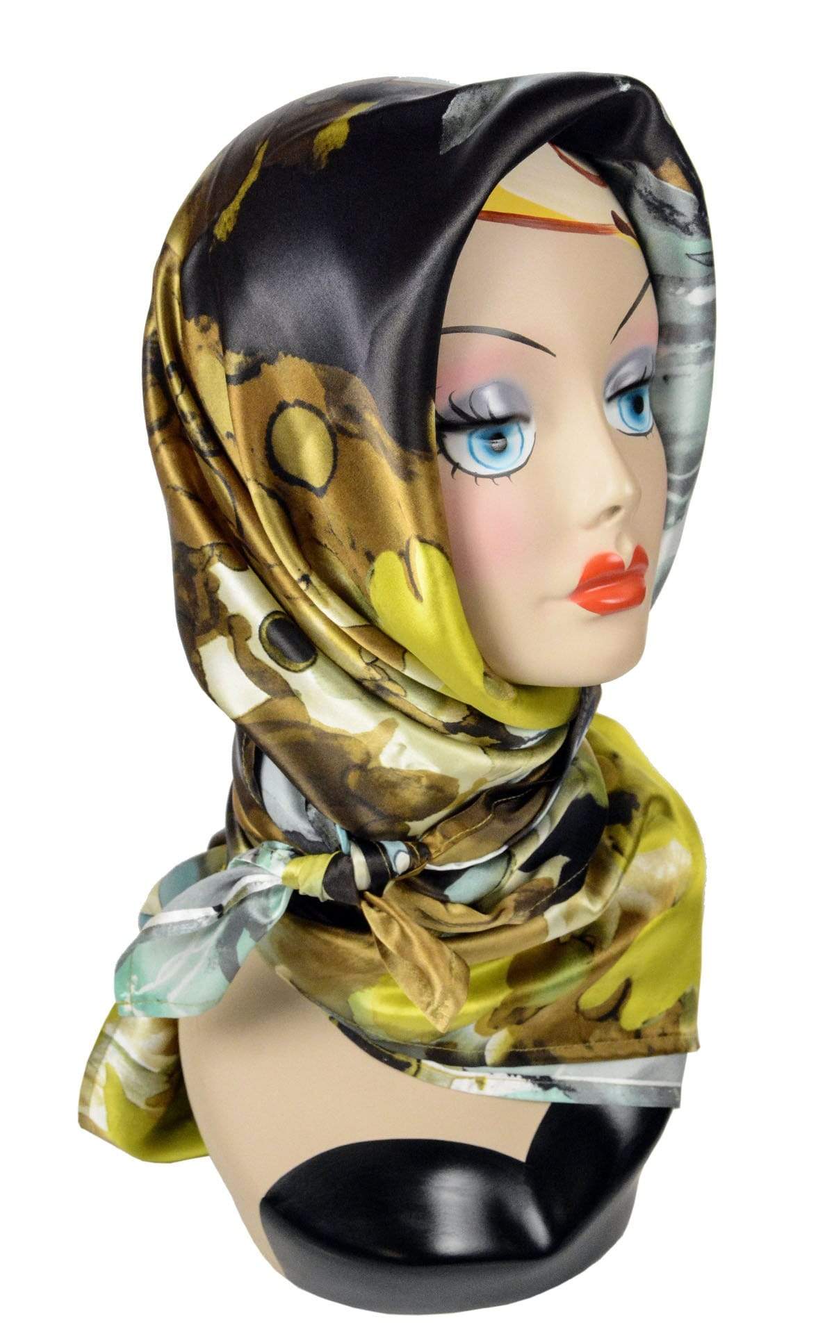 Women&#39;s Euro Scarf Head Wrap in Masquerade Fiesta Silk | Handmade in Seattle WA | Pandemonium Millinery