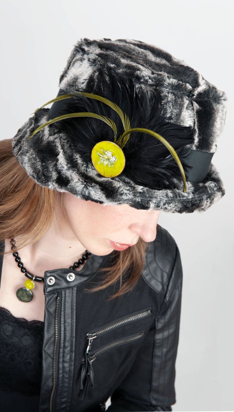 Feather Band with Button (One Avocado Trim Left!)