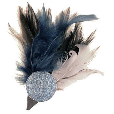 Feather Brooch  - Blue, Gray, &amp; Brown