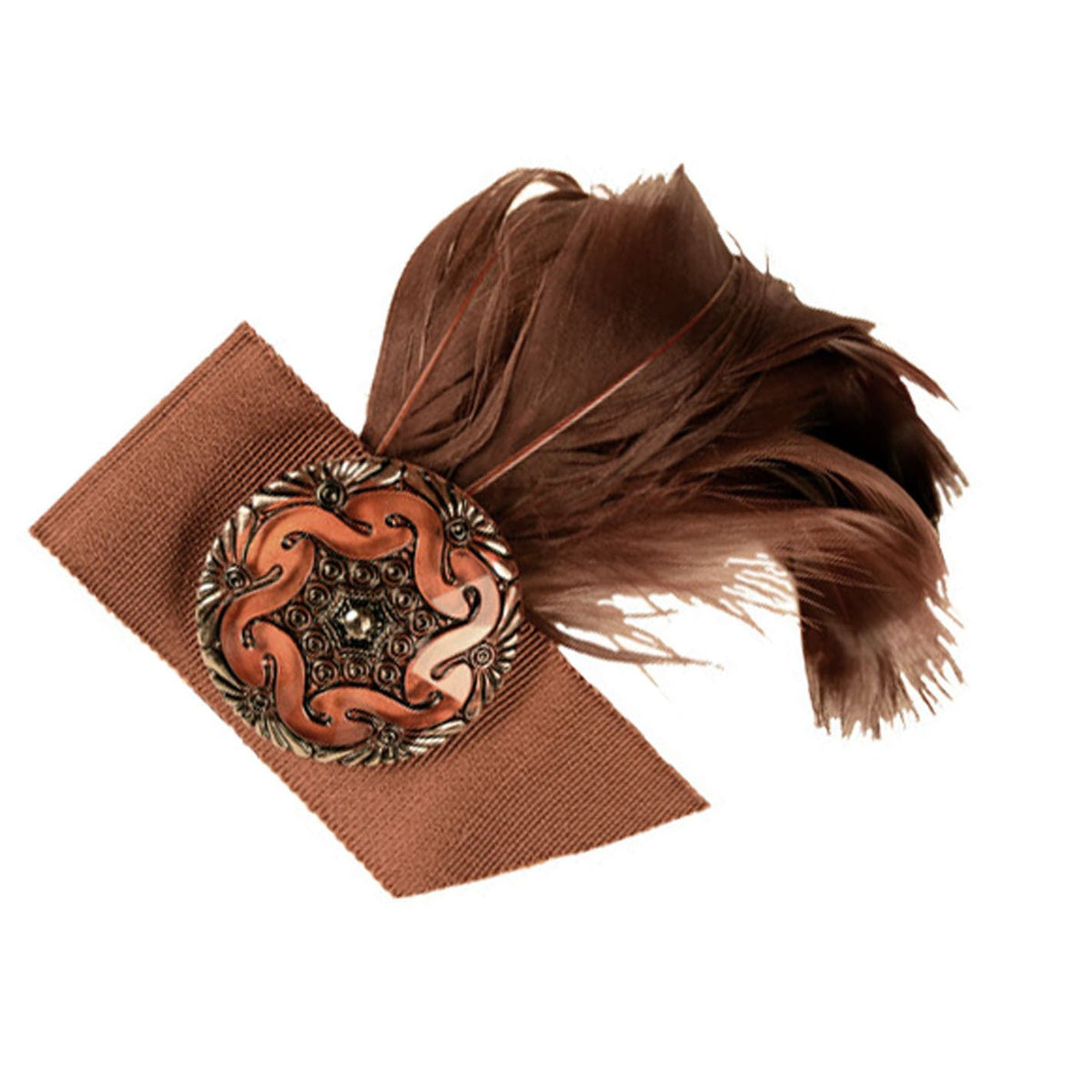 Feather Brooch - Rust &amp; Brown