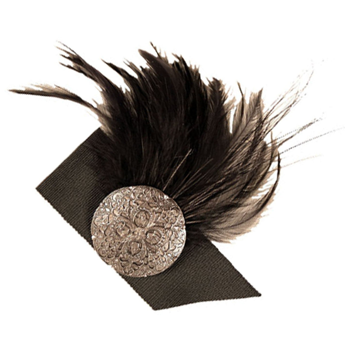 Feather Brooch - Silver &amp; Black