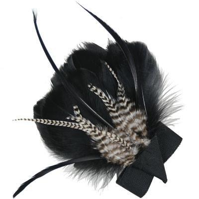 Feather Trim - Black & Grizzly (Limited Availability)  (Grizzly Feather Trim, Solid Out!)
