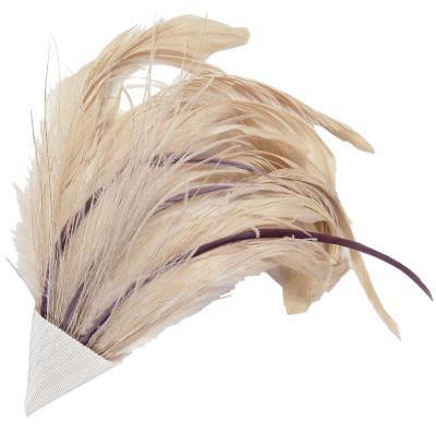 Feather Brooch | Cream and Plum Feathers | handmade in Seattle WA by Pandemonium Millinery USA