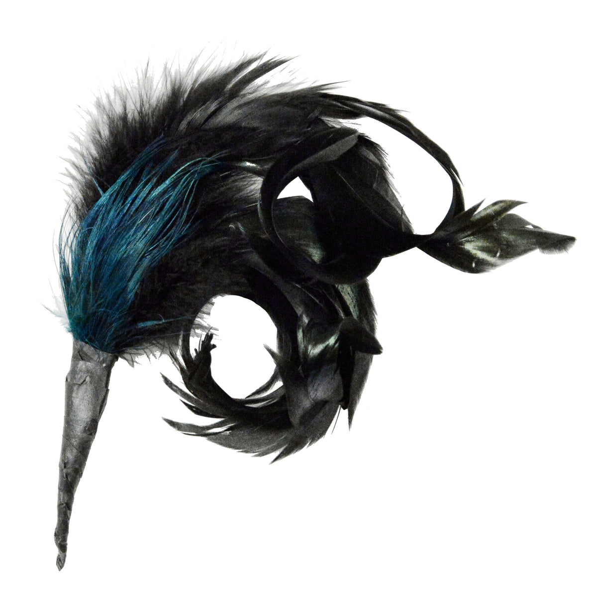 Feather Trim - Natural Black &amp; Teal
