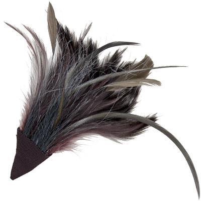Feather Brooch | Plum and Gray Feathers | handmade in Seattle WA by Pandemonium Millinery USA