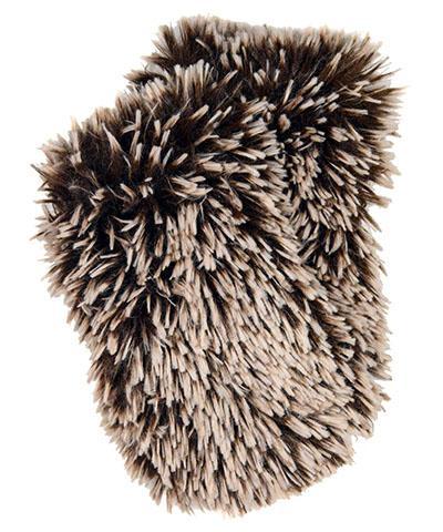 Reversible Fingerless Gloves | Silver Tipped Fox Faux Fur in Brown | Pandemonium Millinery