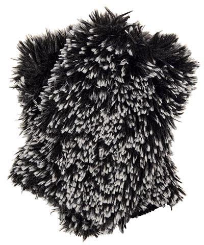 Reversible Fingerless Gloves | Silver Tipped Fox Faux Fur in Black | Pandemonium Millinery
