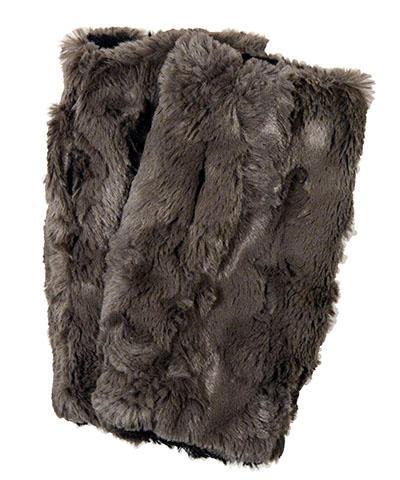 Reversible Fingerless Gloves | Birch Luxury Faux Fur lined Gray | Pandemonium Millinery