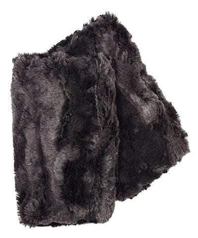 Fingerless Texting Gloves, reversible | Espresso Bean dark Brown Faux Fur reversing to Black | Handmade by Pandemonium Millinery Seattle, WA USA
