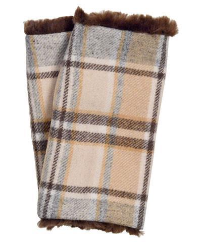 Fingerless Gloves | Wool Plaid in Daybreak with Assorted Faux Fur | Pandemonium Millinery