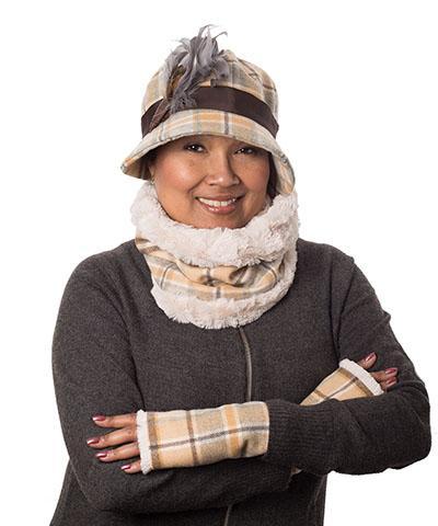 Fingerless Gloves | Wool Plaid in Daybreak with Assorted Faux Fur | Pandemonium Millinery
