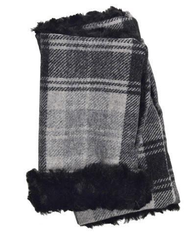 Fingerless Gloves | Wool Plaid in Twilight with Cuddly Black Faux Fur | Pandemonium Millinery