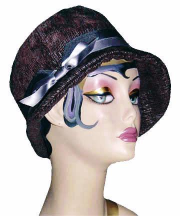 Grace Cloche Style shown in Bongo in Black with Ribbon Band | By Pandemonium Millinery | Seattle WA USA