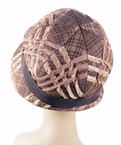 Backside of Product Shot Grace 1920s Cloche Style Hat in Copper Plaid | Handmade in Seattle WA | Pandemonium Millinery
