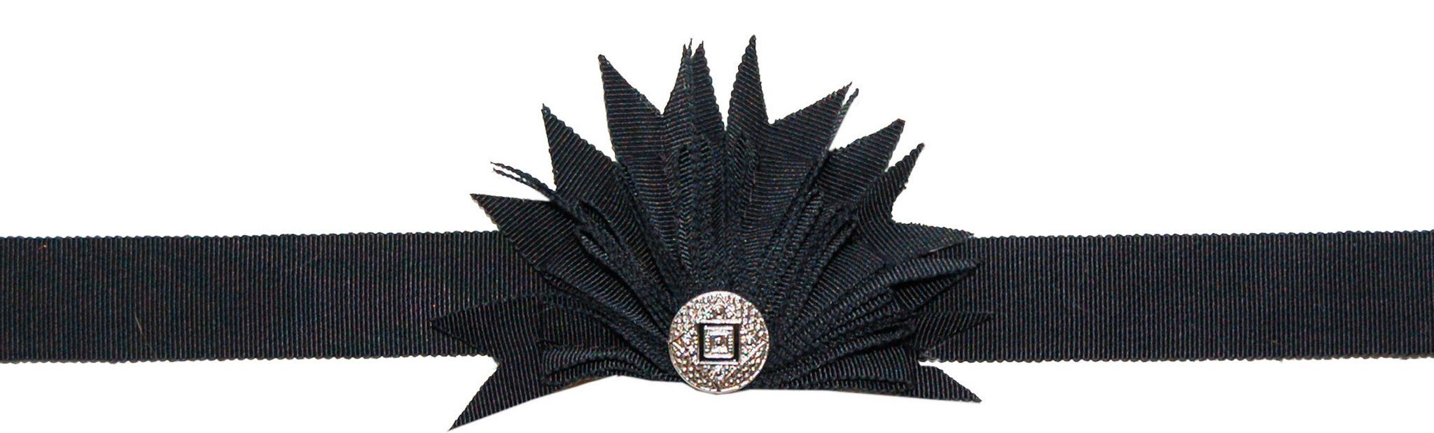 Grosgrain Band in Bow Style 41 half medallion from Pandemonium Millinery