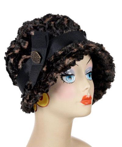Hat Band Style 91 with Bow and Button in Black Grosgrain on Hat | Handmade in Seattle WA | Pandemonium Millinery