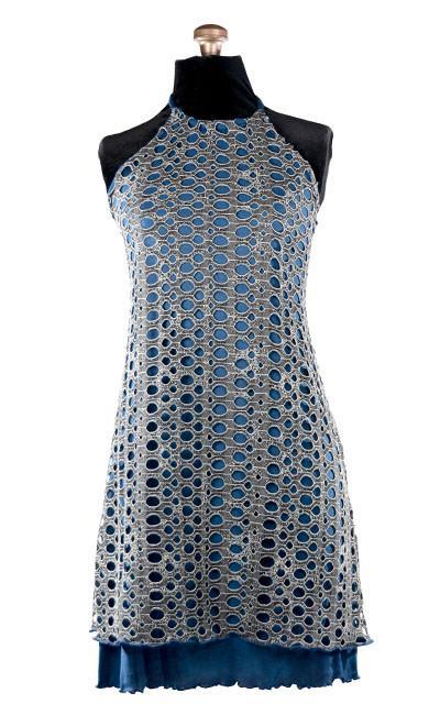 Halter Dress | Lunar Landing with a Blue Moon Jersey Knit Underlining | Handmade by Pandemonium Seattle in USA
