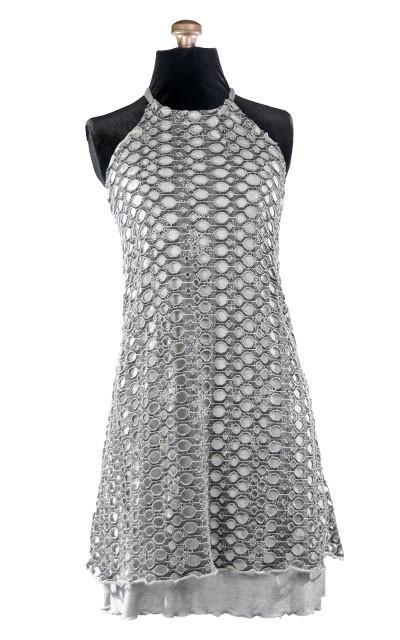 Halter Dress | Lunar Landing with a Silvery Moon Jersey Knit Underlining | Handmade by Pandemonium Seattle in USA