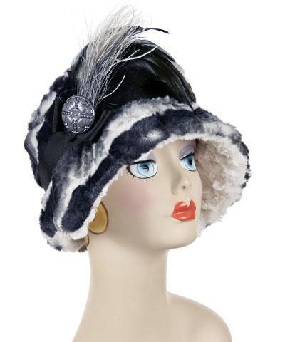 Charcoal Gray Hand Painted Floral Button Detail from Pandemonium Millinery