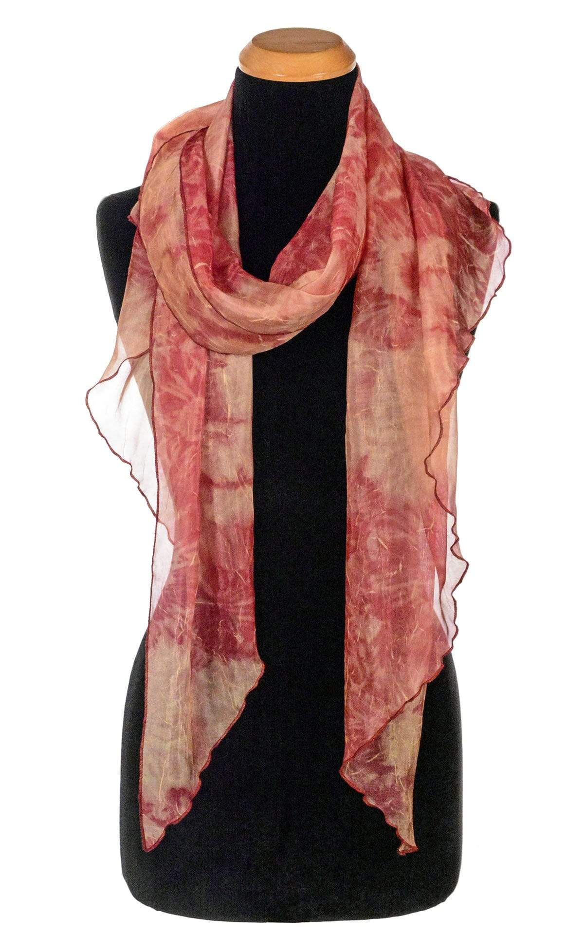 Women's Handkerchief Scarf in Coral Coastal Garden Organza | Handmade in Seattle WA | Pandemonium Millinery