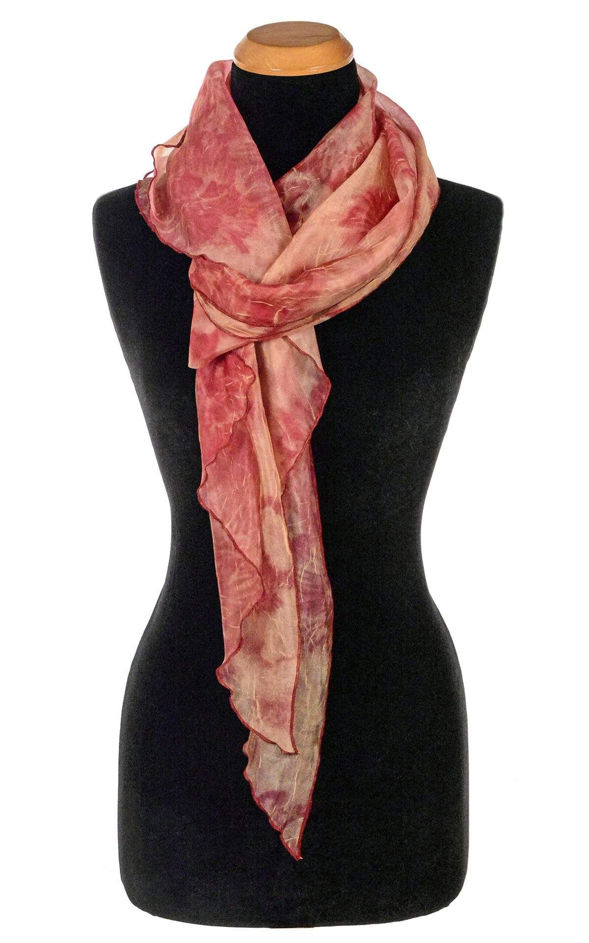 Women's Handkerchief Scarf in Coral Coastal Garden Organza with Slip Knot | Handmade in Seattle WA | Pandemonium Millinery